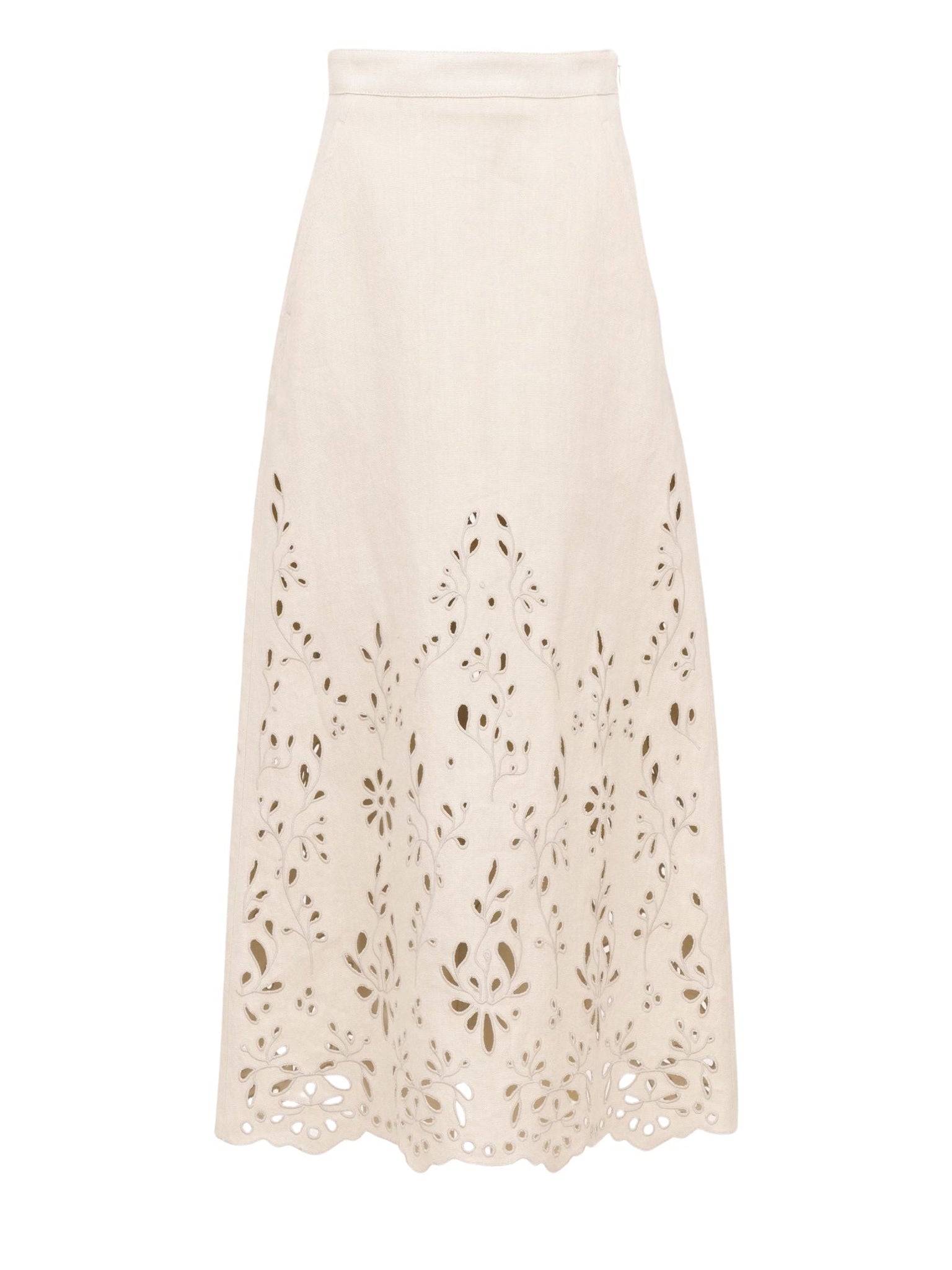 Jupe midi broderie anglaise - Soft Ivory