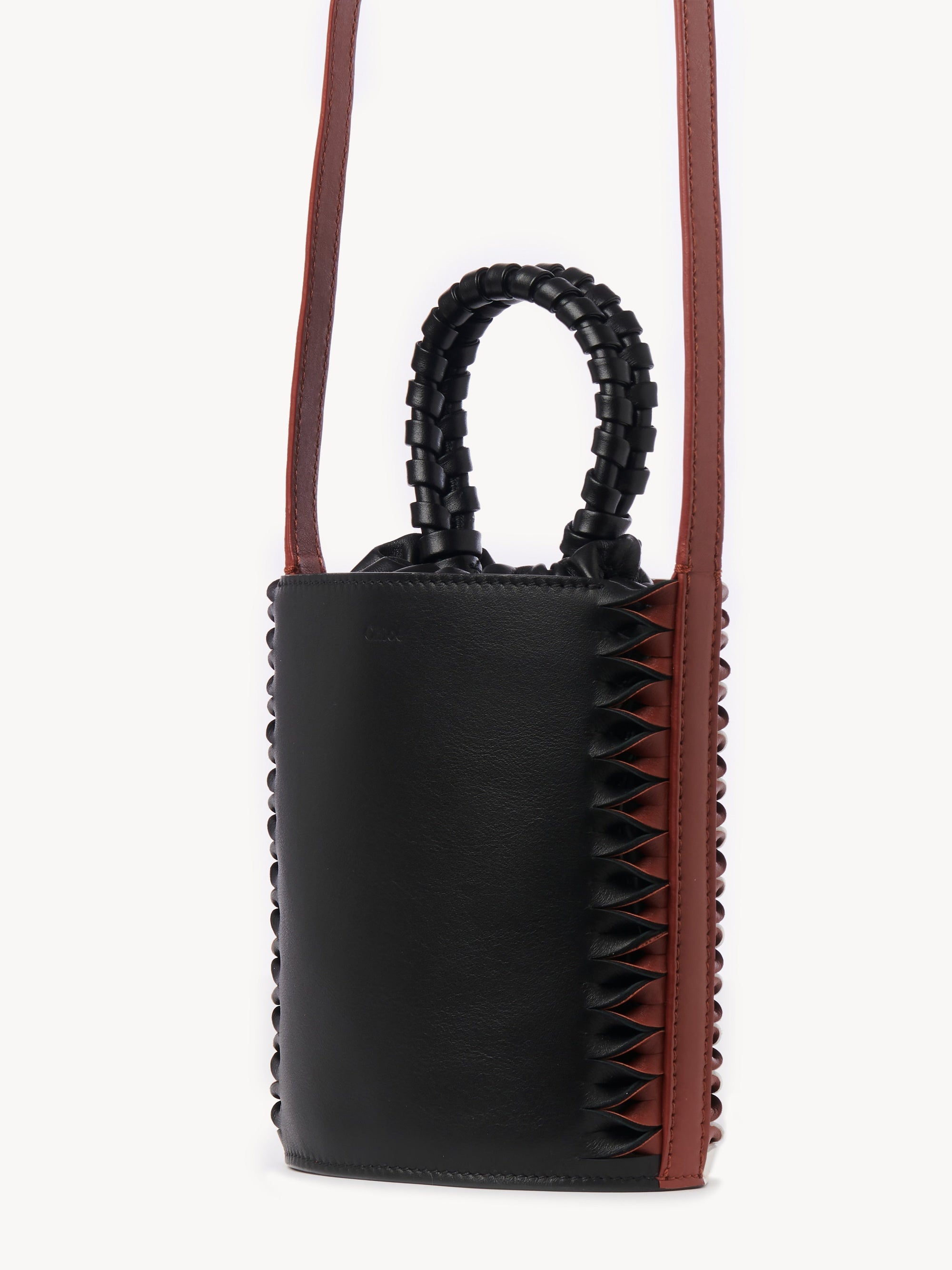 Mini sac seau Louela en cuir - Black