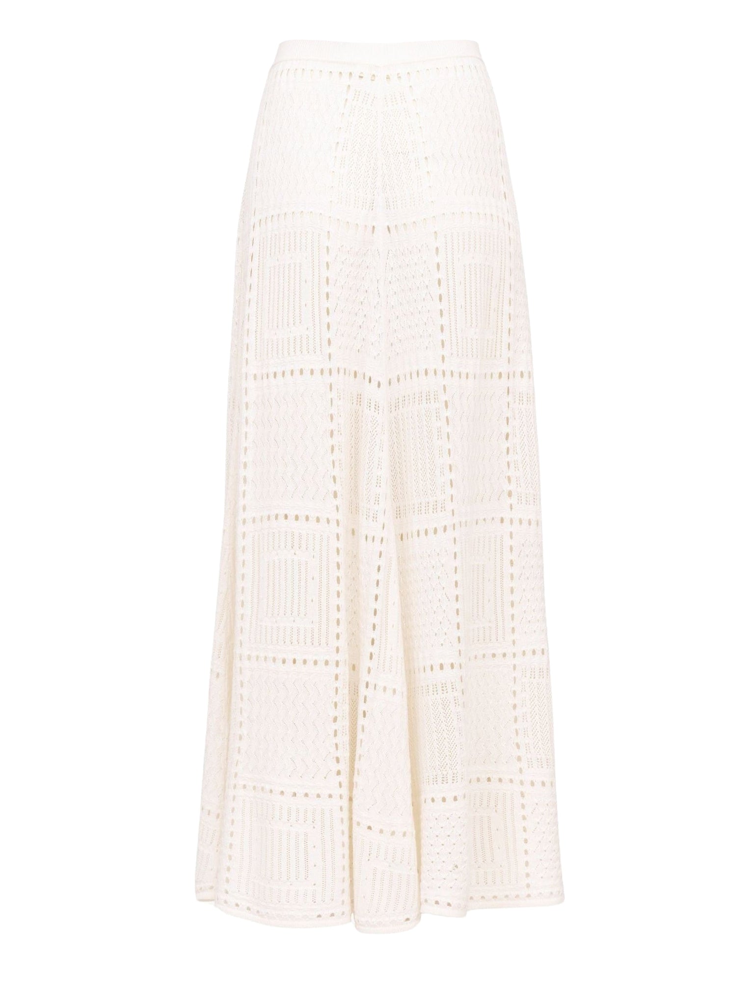 Jupe longue perforée en laine - Cloudy White