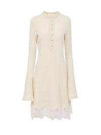 Mini robe col tunisien en laine - Eden White
