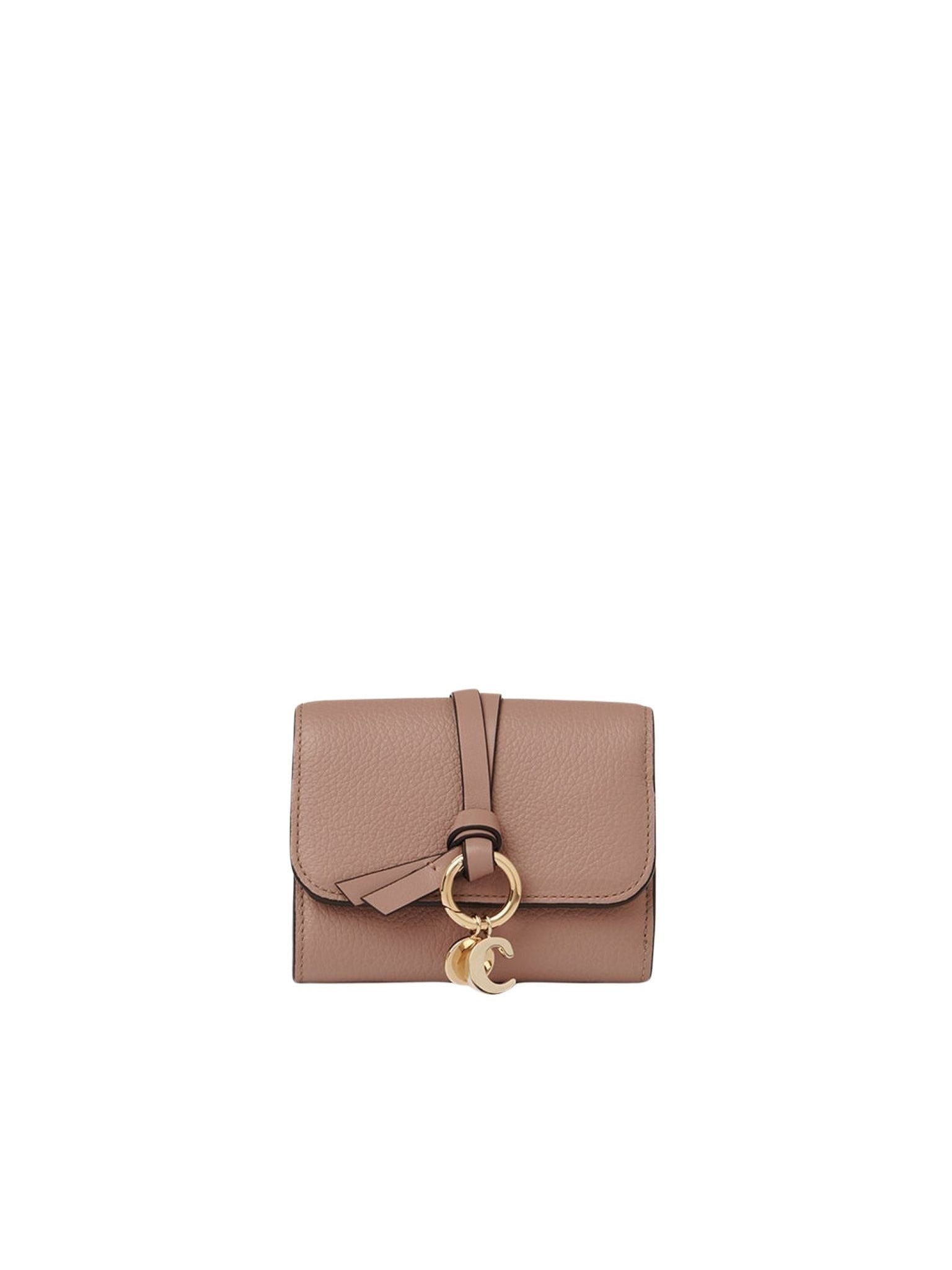 Portefeuille compact à trois volets Alphabet en cuir - Woodrose