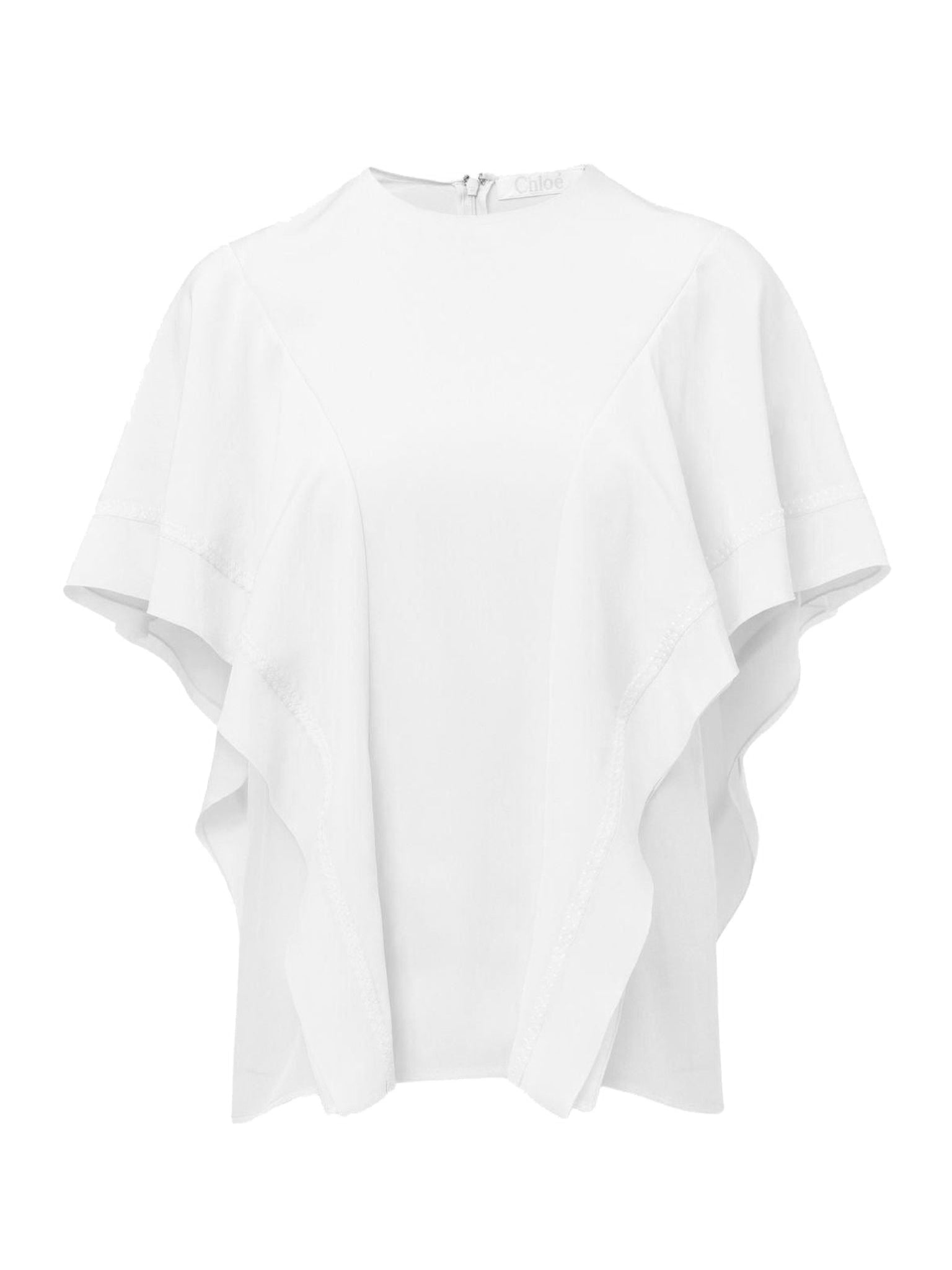 Top volanté en soie - Dusty White
