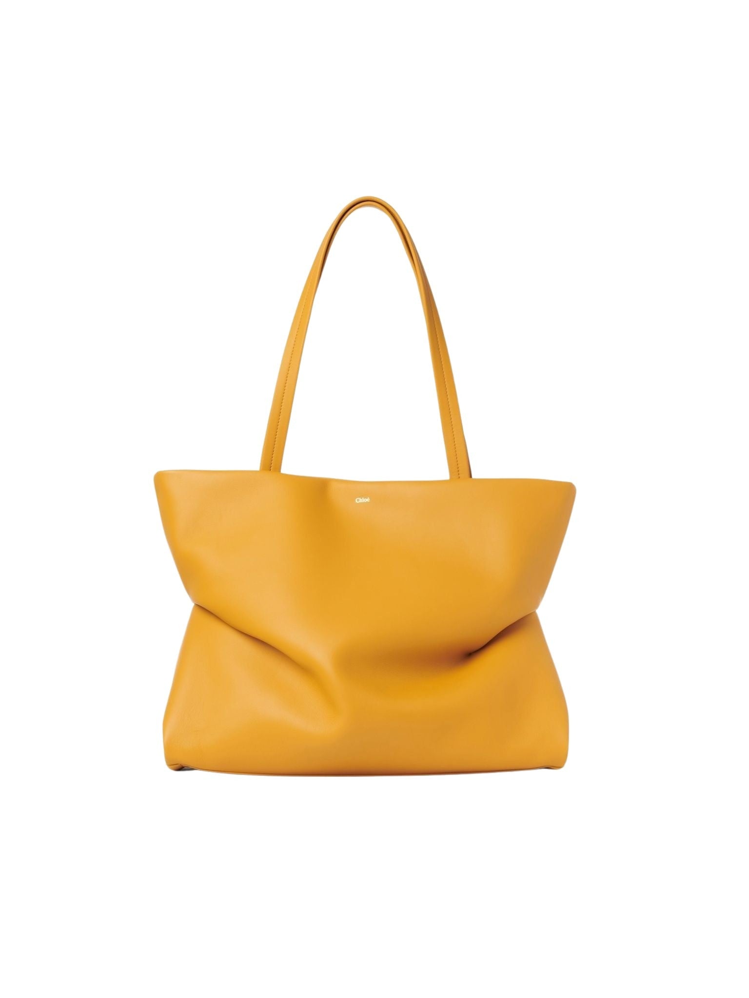 Sac cabas est-ouest Judy en cuir et lin - Sunflower Yellow