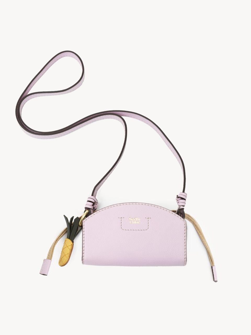 Petit sac pochette Cecilya à bandoulière en cuir - Creamy Lilac