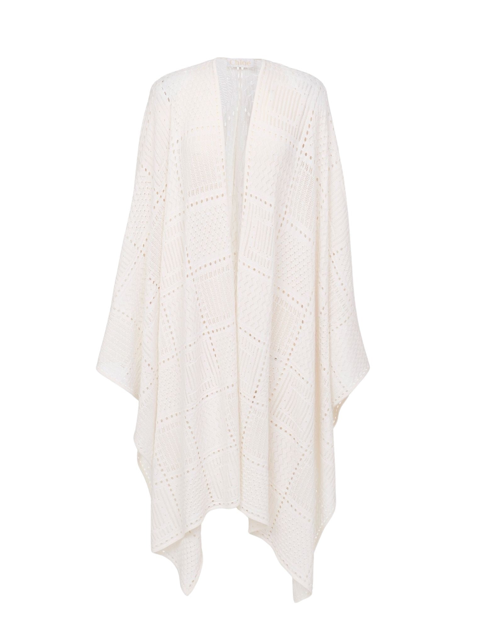 Cape perforée en laine - Cloudy White