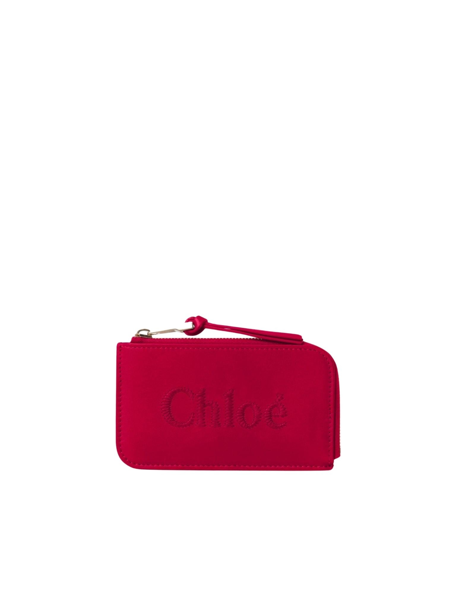 Porte-monnaie Chloé Sense avec fentes pour cartes en cuir - Fizzy Pink