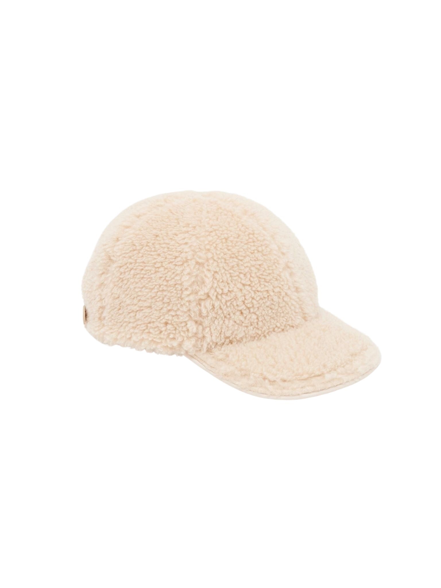 Casquette à logo Chloé en shearling - Soft Beige