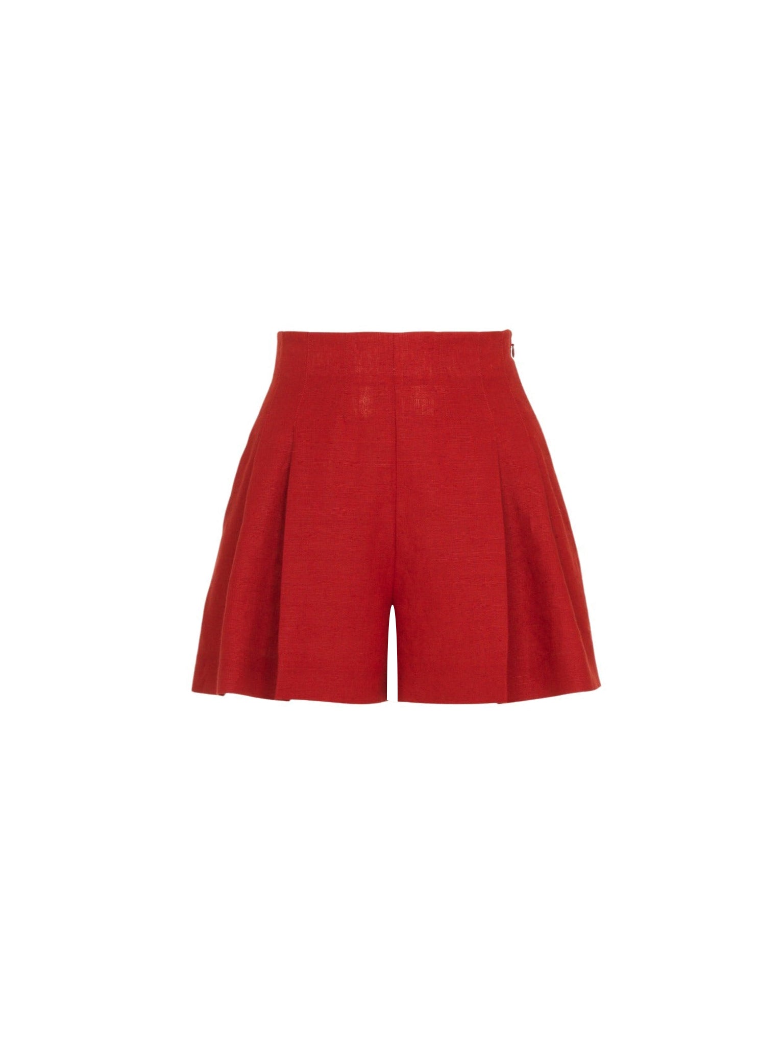 Short cintré et plissé en lin - Peppery Red