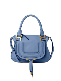 Petit sac double porté Marcie en cuir - Shady Cobalt