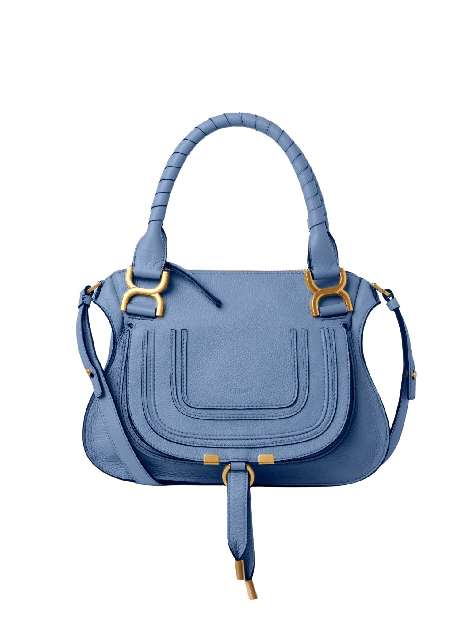 Petit sac double porté Marcie en cuir - Shady Cobalt