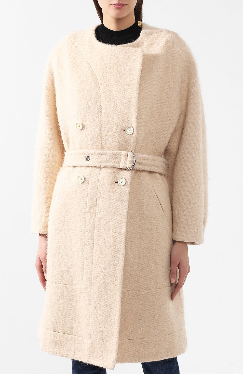 Manteau à double boutonnage et ceinturé - Angora Beige