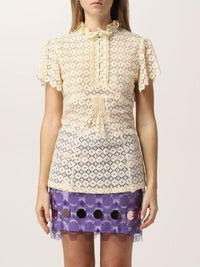 Top transparent à manches courtes - Light Beige