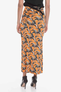 Jupe longue portefeuille - Pastel Orange Lily Flower