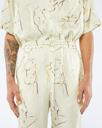 Pantalon Jain à cordon en soie - Yellow