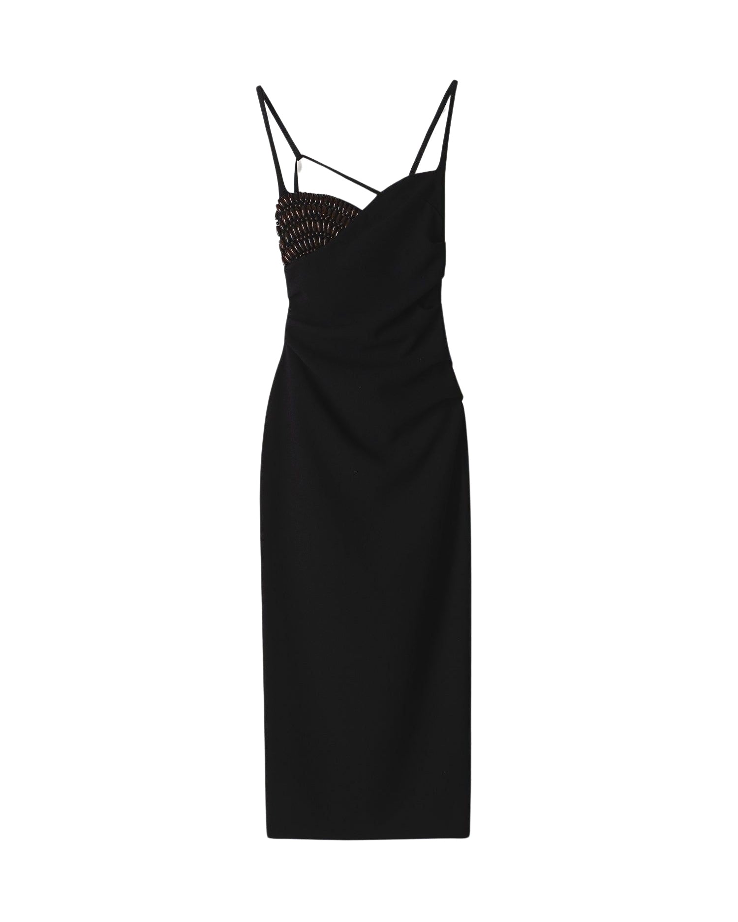 Robe longue Bansi à bretelles et perles - Black