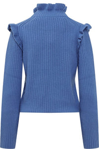 Pull volanté en laine - Night Cobalt