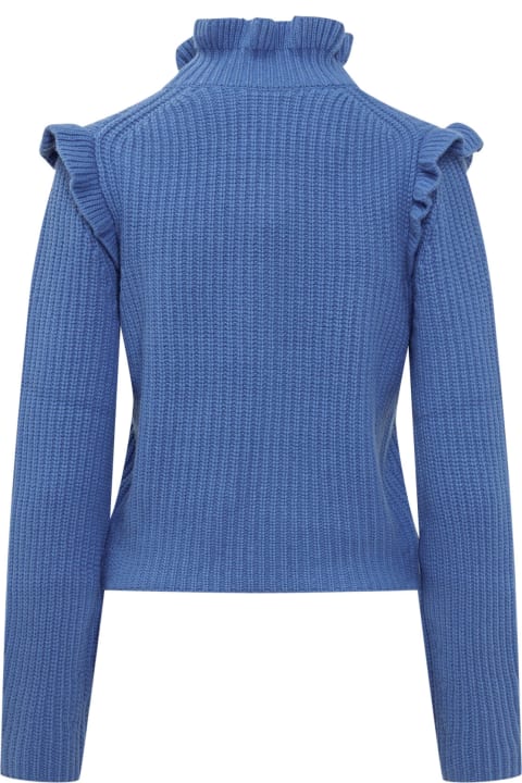 Pull volanté en laine - Night Cobalt