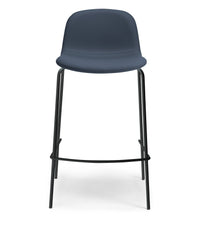 Chaise de bar Monza en cuir - Bleu marine et Noir