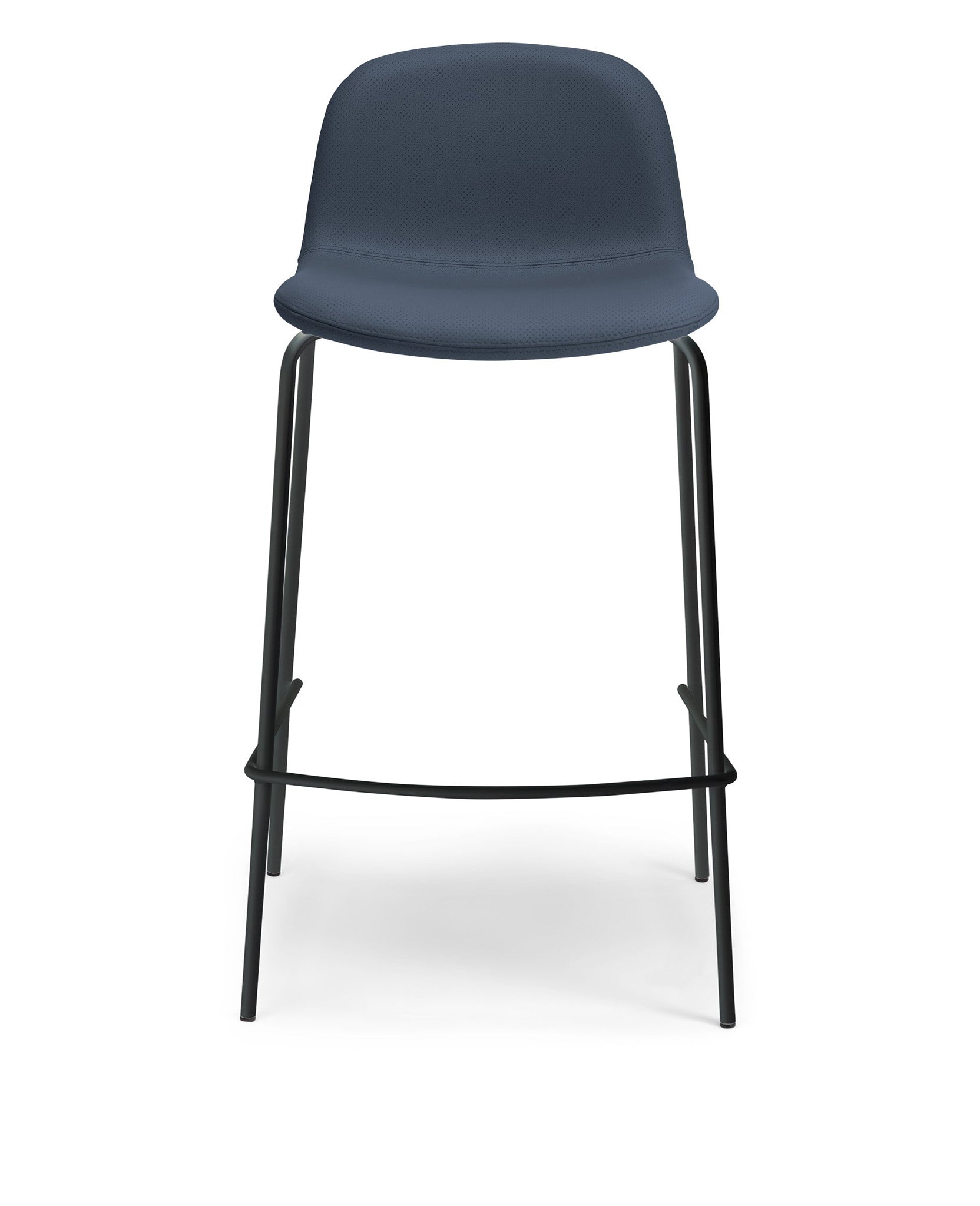Chaise de bar Monza en cuir - Bleu marine et Noir