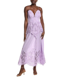 Robe longue à motif palmier en coton - Violet