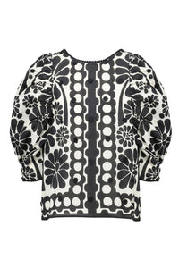 Blouse à manches bouffantes Palermo en coton - Noir