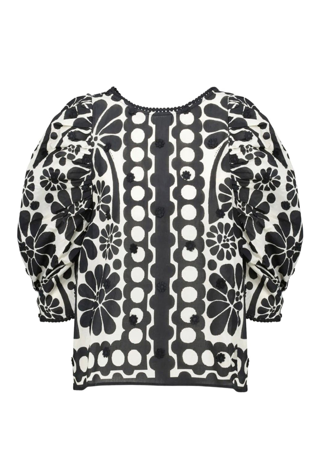 Blouse à manches bouffantes Palermo en coton - Noir