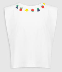 T-shirt Beaded Fruits sans manches en coton - Blanc