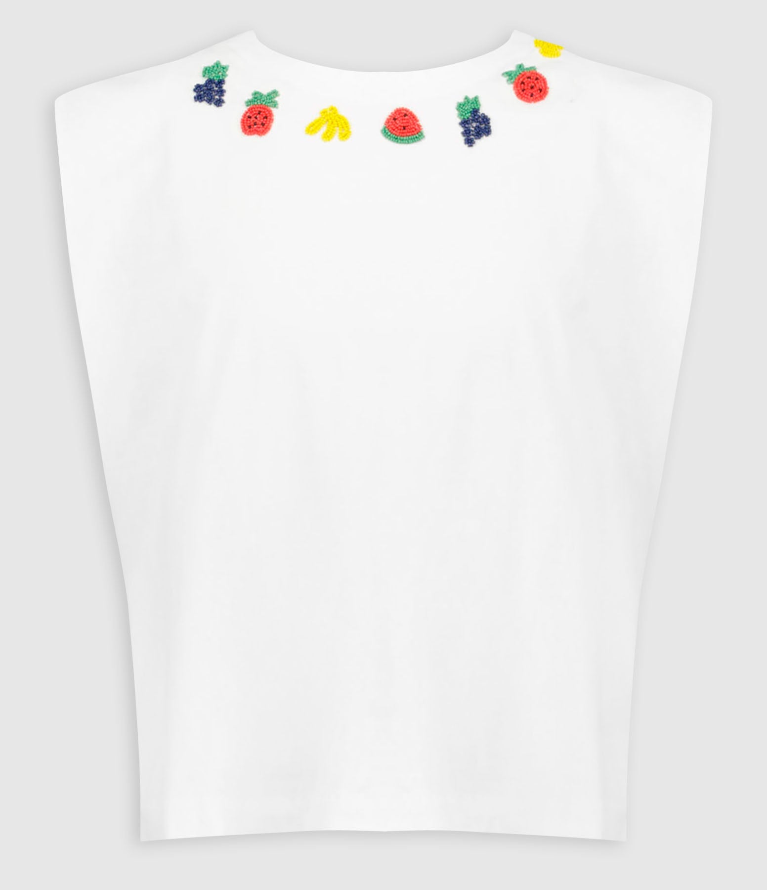 T-shirt Beaded Fruits sans manches en coton - Blanc