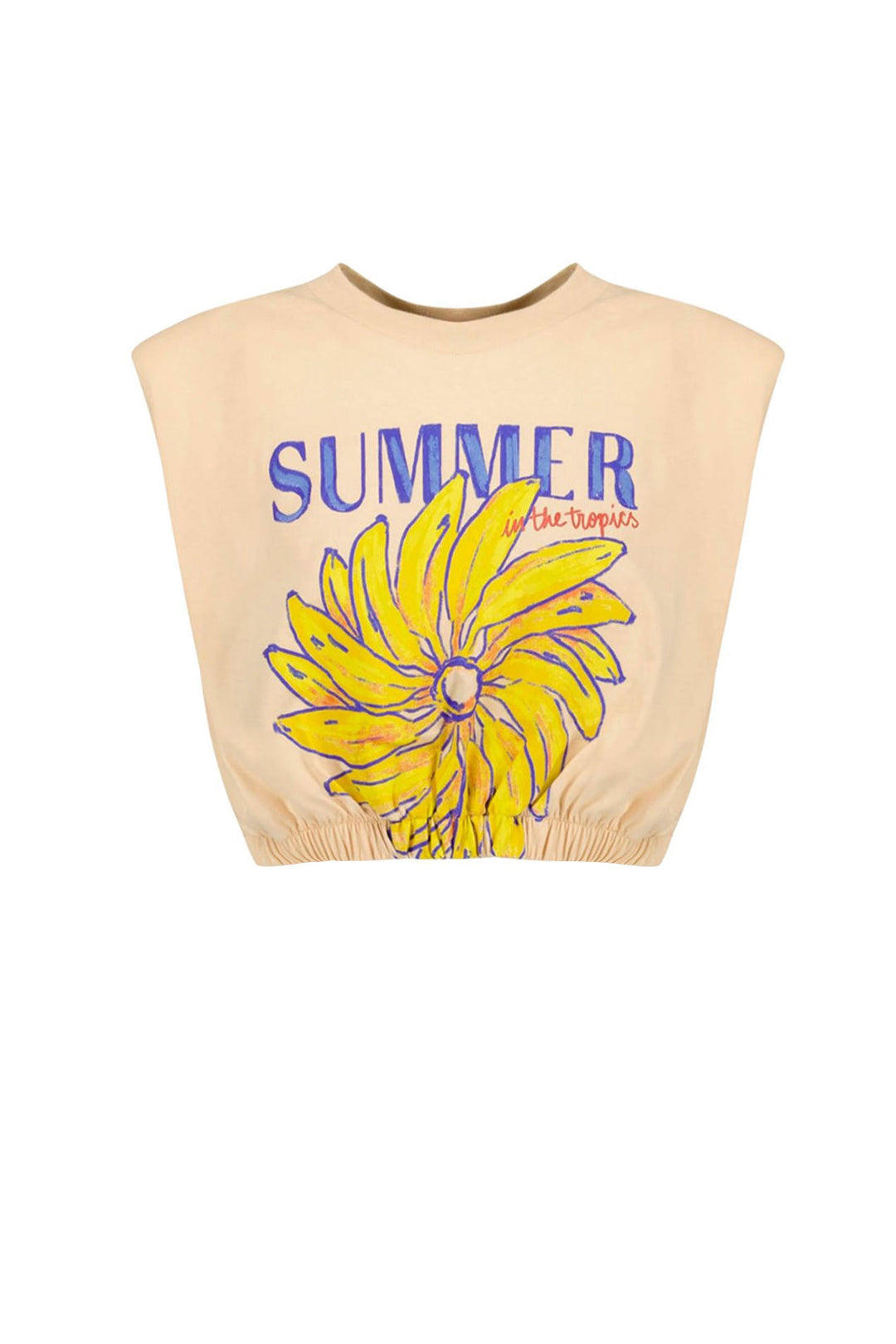 T-shirt Summer In The Tropics avec épaulières en coton - Beige