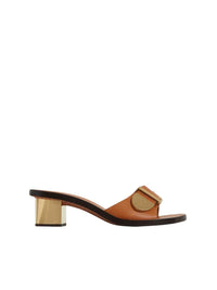 Mules à talons Rebecca en cuir - Luminous Ochre