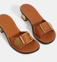 Mules à talons Rebecca en cuir - Luminous Ochre