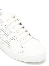 Sneakers en cuir à motif check perforé - Optic White & Depeclare