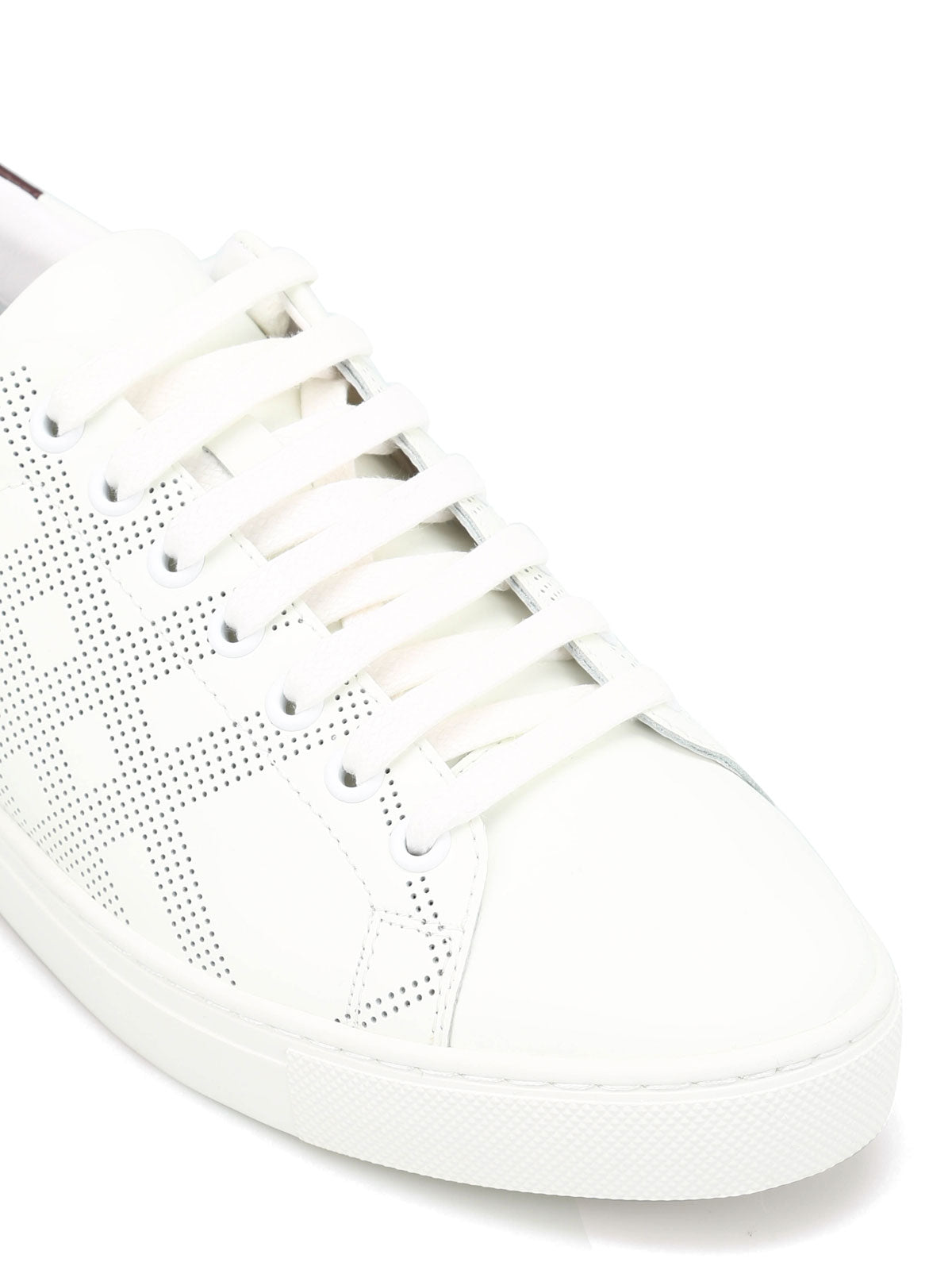 Sneakers en cuir à motif check perforé - Optic White & Depeclare