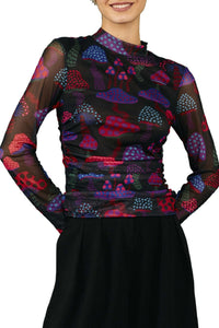 Blouse Mushrooms Neon en tulle - Multicolore