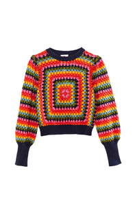 Pull Sunset Stripes en crochet en coton - Multicolore