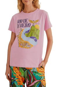 T-shirt coupe Rio de Janeiro en coton - Rose