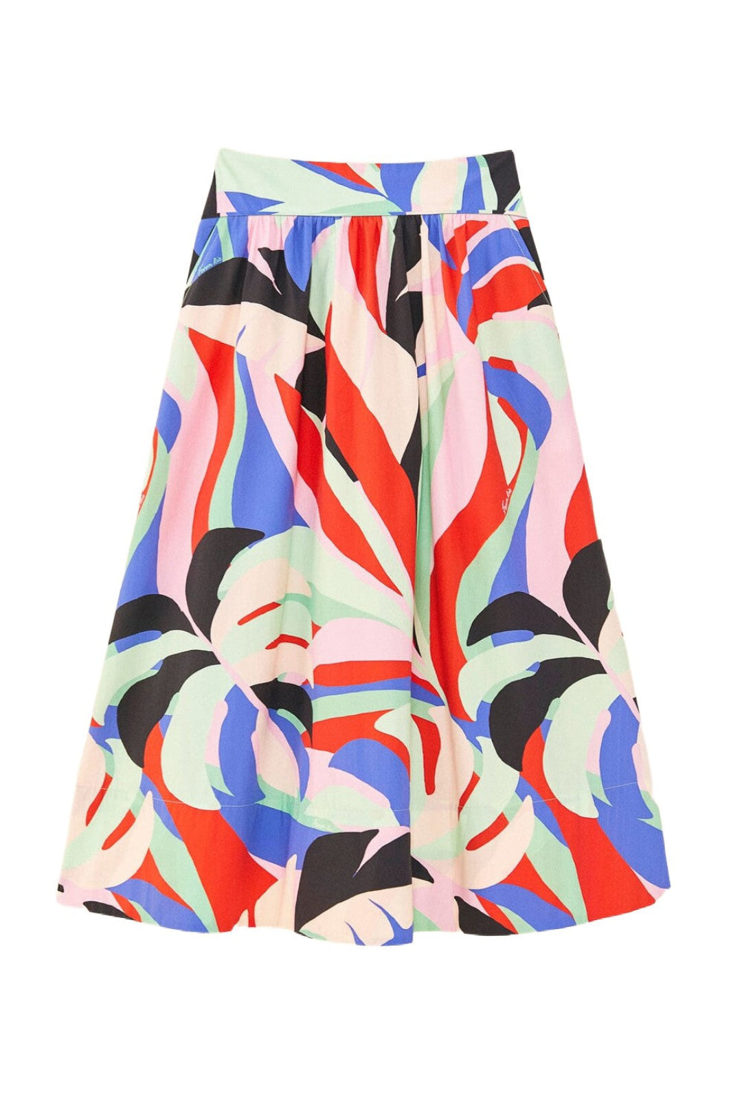 Jupe midi Colorful Monstera en coton - Rose