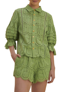 Short Ananas à œillets en coton - Vert