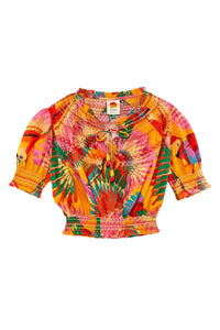Blouse toucans colorés en coton - Orange