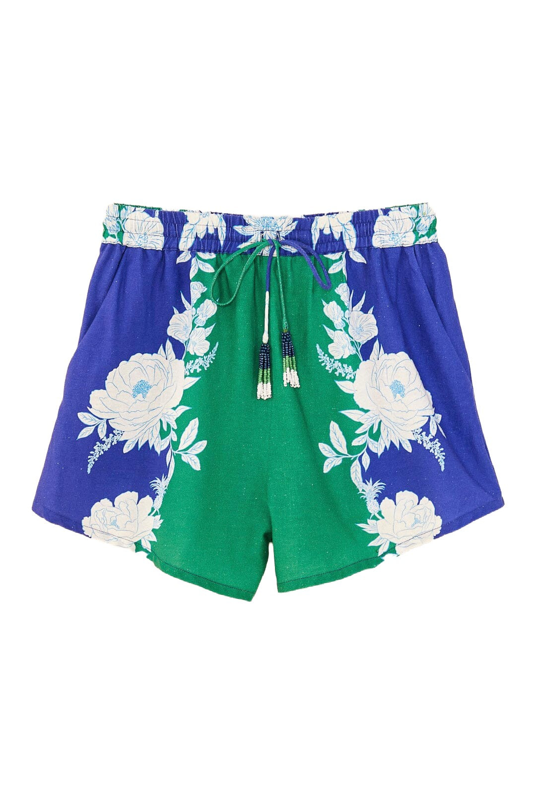 Short Garden Doux en lin - Bleu & vert