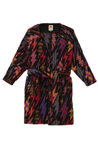 Cardigan long Lightning en molleton de laine mélangée - Noir