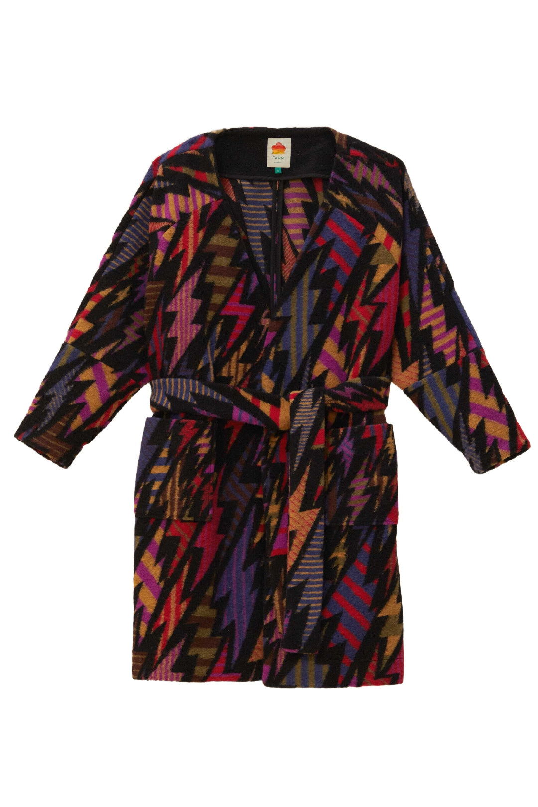 Cardigan long Lightning en molleton de laine mélangée - Noir