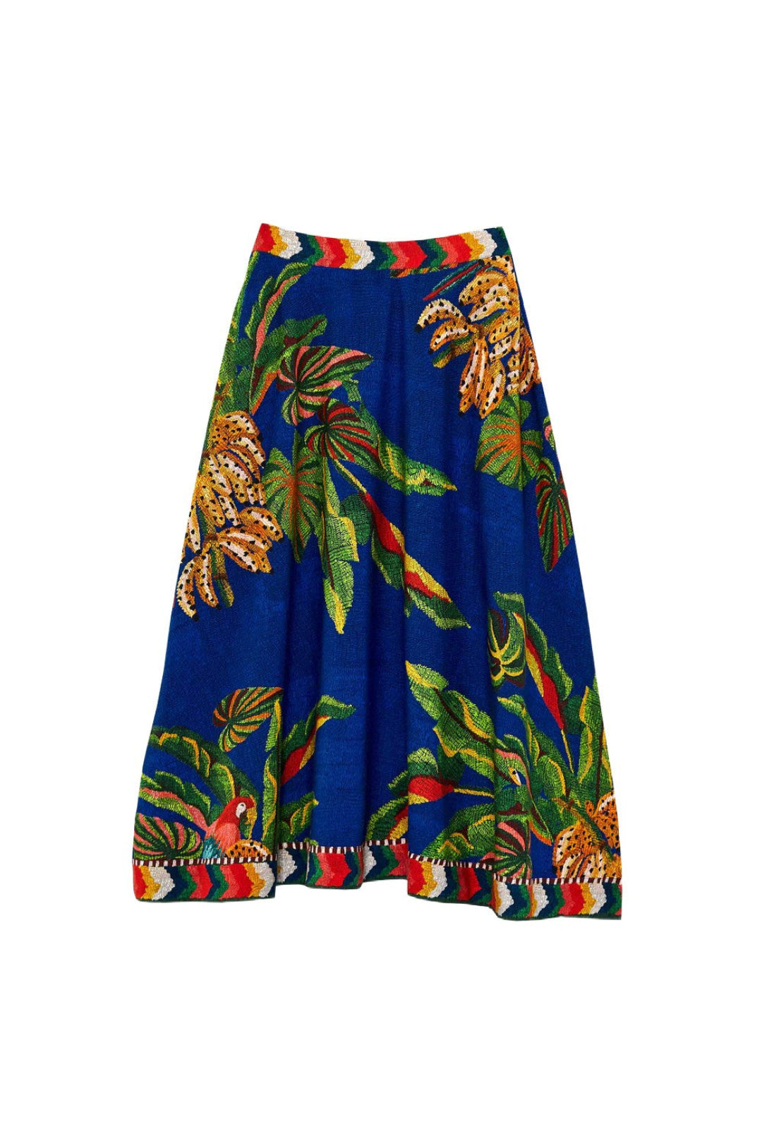 Jupe midi Tropical Scarf en lin - Bleu
