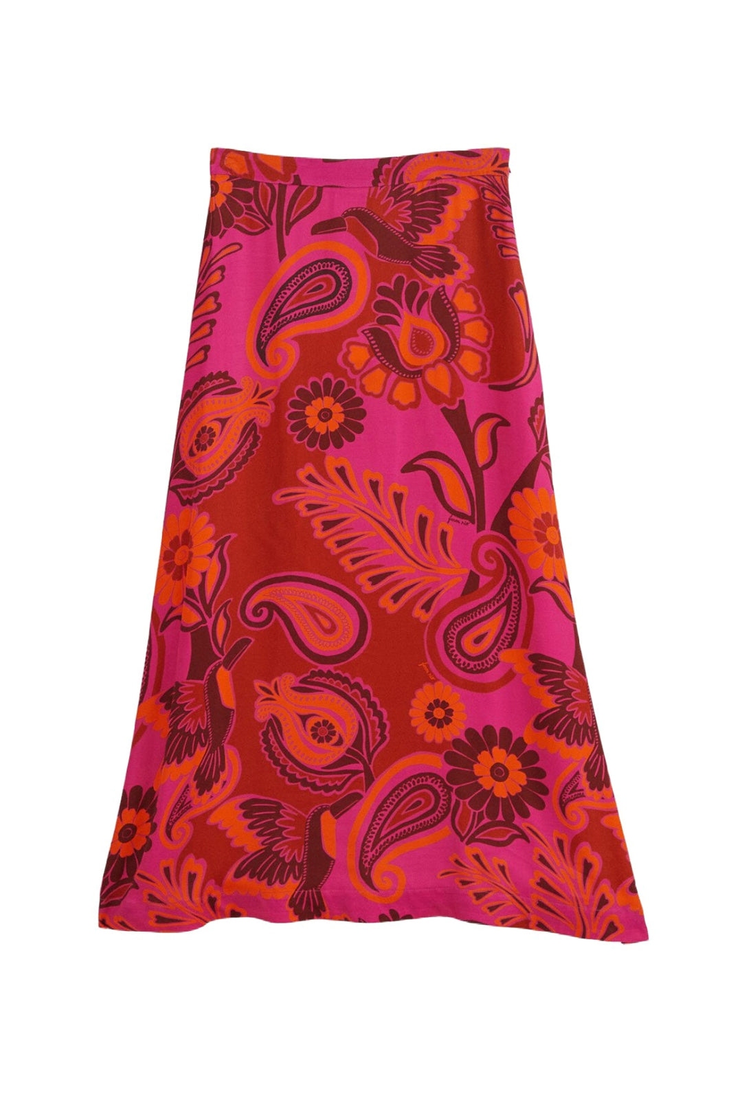 Jupe longue à fleurs en satin - Rose