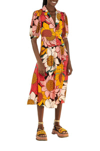 Robe midi Tournesols colorés - Multicolore