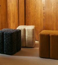 Pouf Fiori effet tweed - Bleu