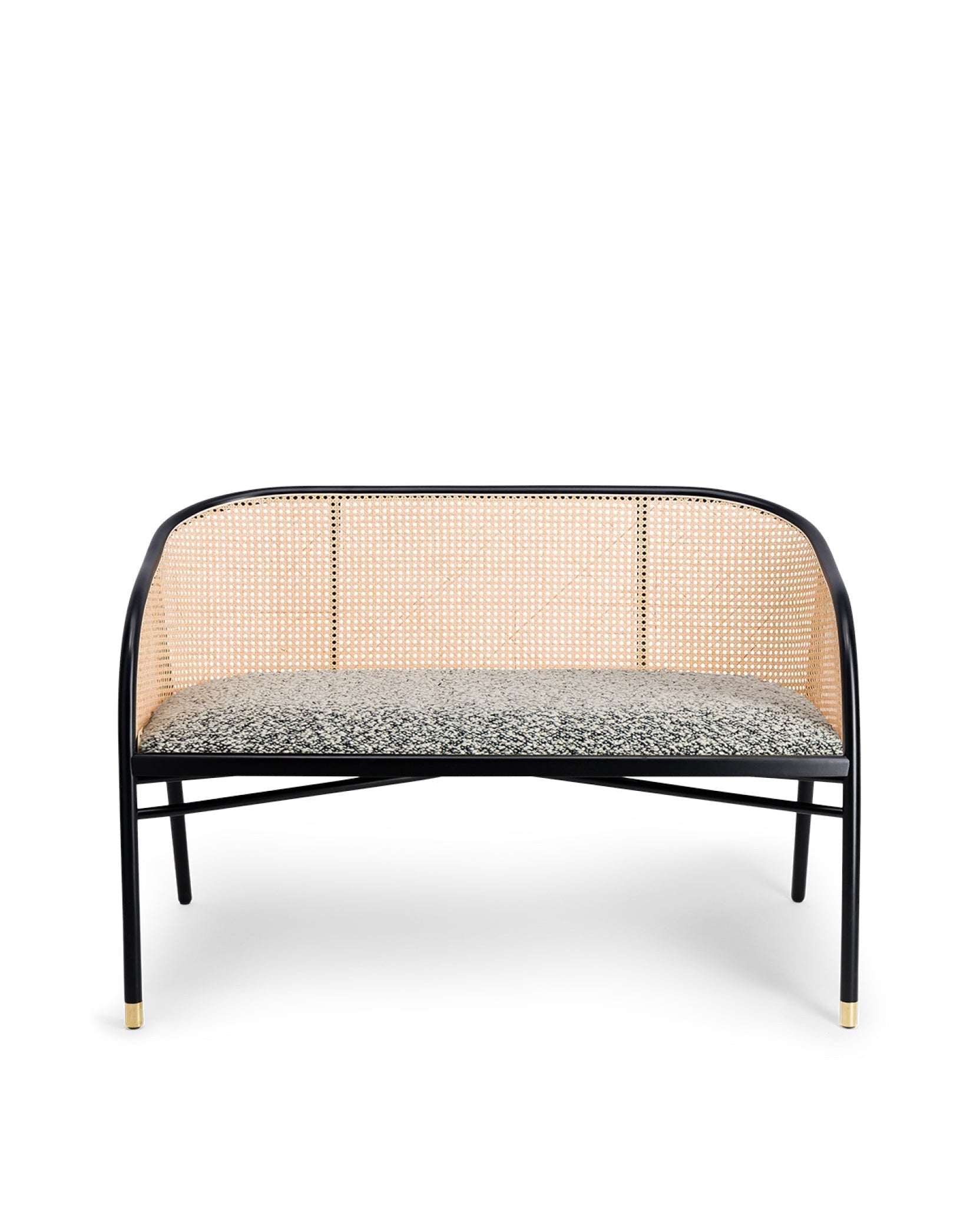 Banquette Cavallo en bois et cannage - Noir Et Blanc