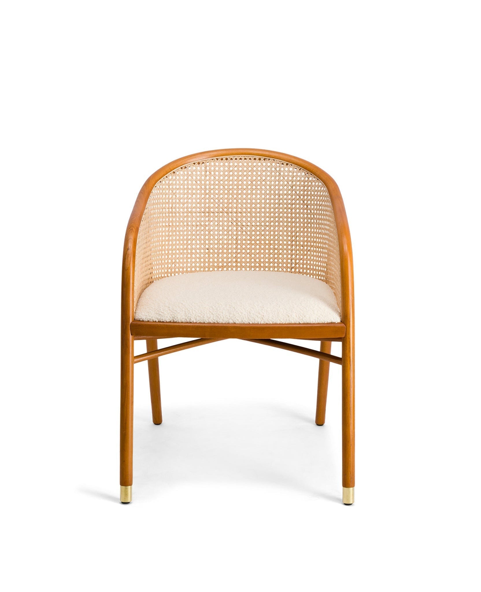 Fauteuil Cavallo en bois et cannage - Blanc crème