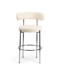 Chaise de bar Libera en laine bouclée - Blanc crème