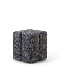 Pouf Fiori effet tweed - Bleu